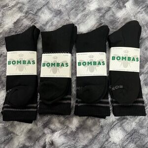 NEW Bombas Black XLARGE crew unisex Socks honeycomb Bee Logo 4 pack Pair‎